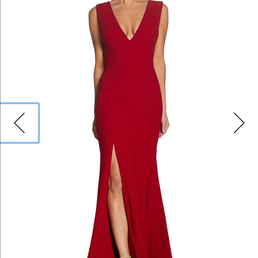 Dress the Population Sandra Plunge Trumpet Gown S